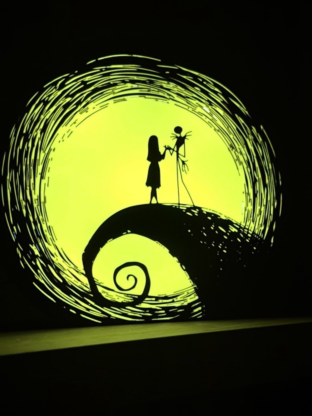 Silhouette Moon Wall Art Print in Neon Green Sally & Jack Skeleton